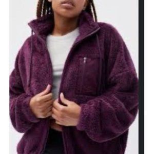 Sweater jacket fur cozy teddy burgundy purple pink vs